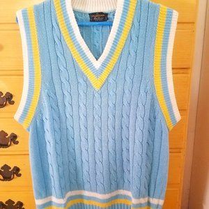 Vintage Puritan Rod Laver Blue Striped Tennis Sweater Vest, Men's M